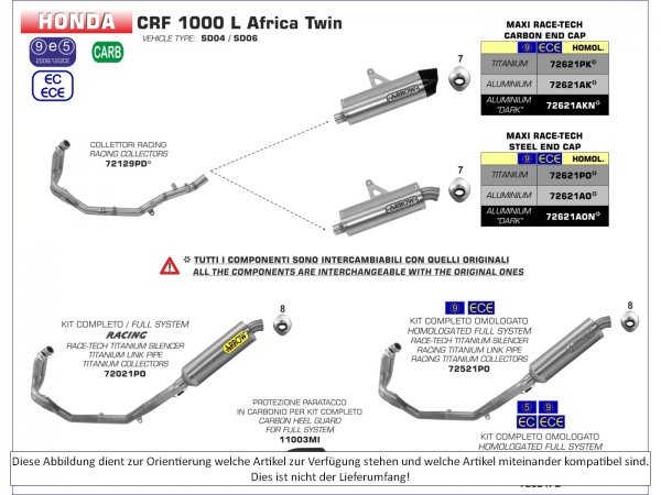 Arrow Maxi Race-Tech Auspuff Honda CRF 1000L Africa Twin 2016 bis 2019